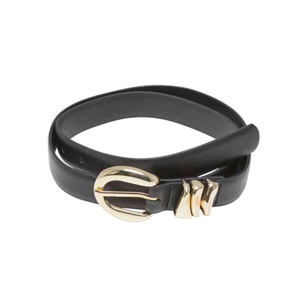 Urban Classics - Chunky Multiple Loop Synthetic Leather Riem - Zwart/Goudkleurig